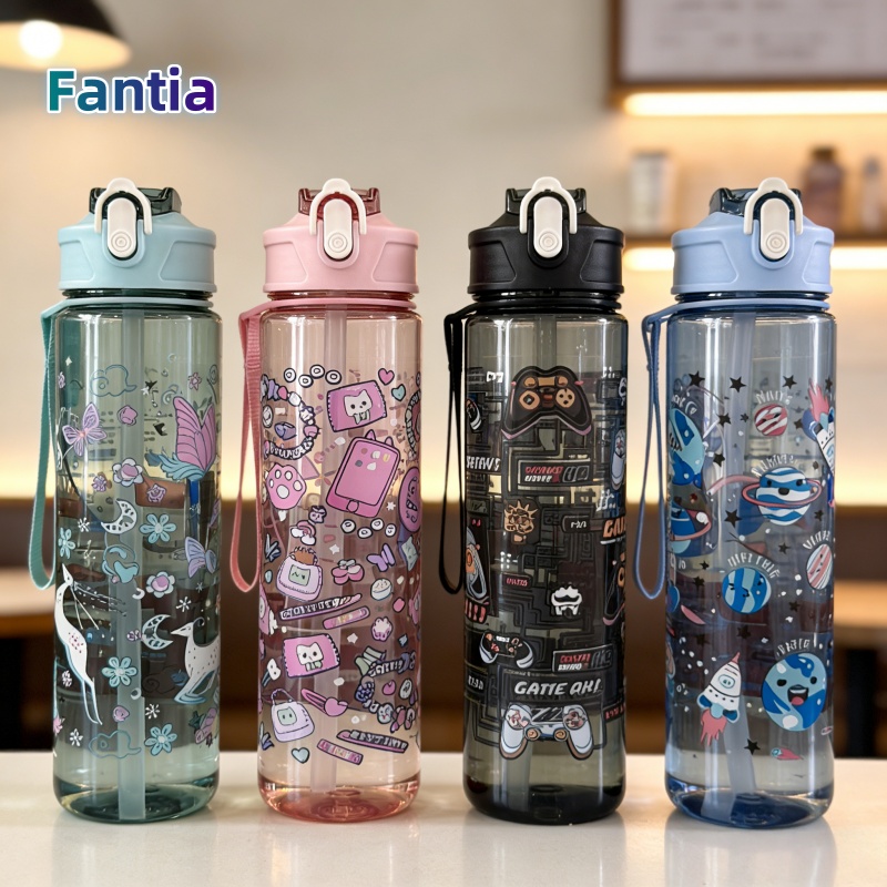 Aquatic Gym - Kullanışlı 750ml Su Şişesi Baskılı Karikatür